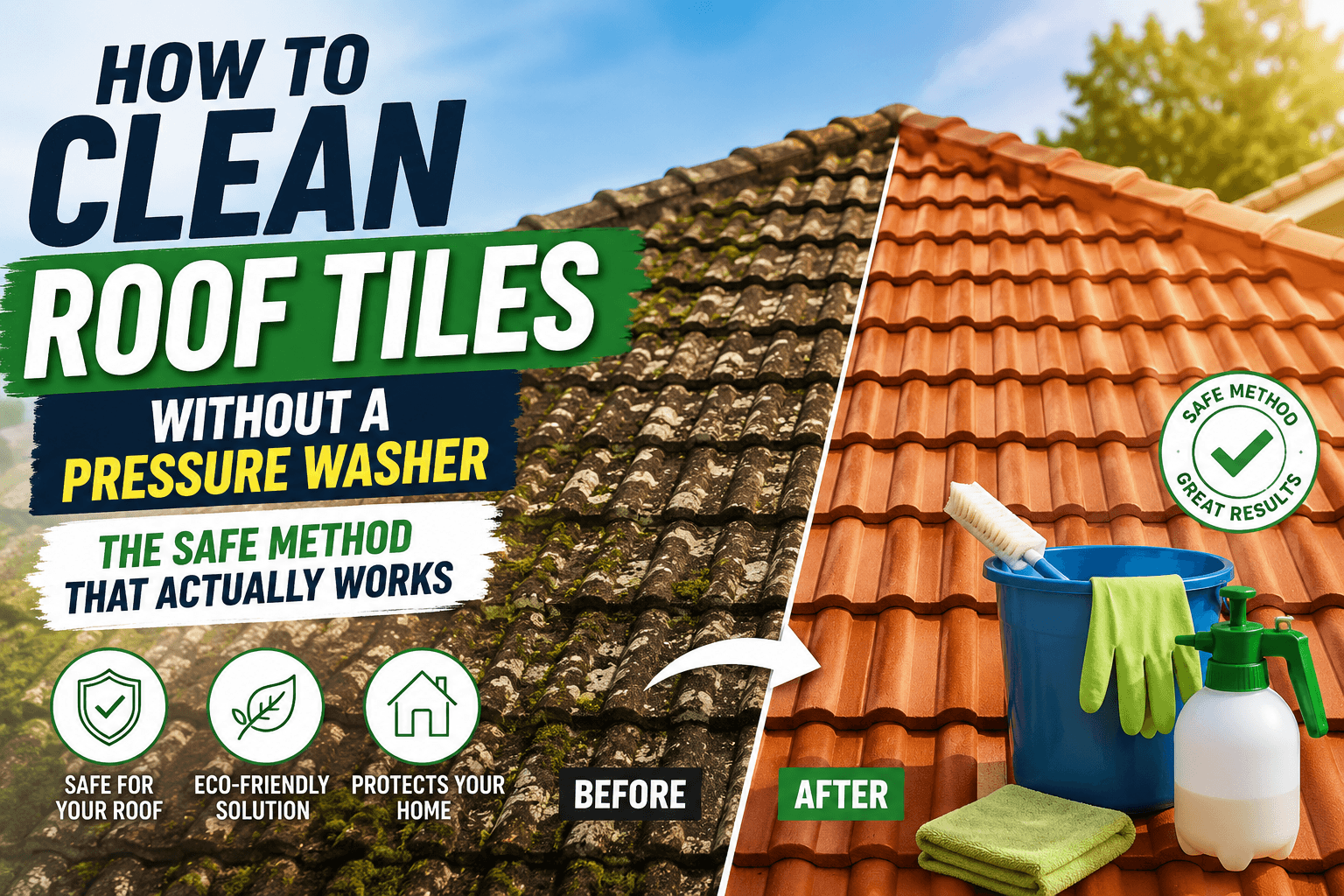 How to Clean Roof Tiles Without a Pressure Washer -The Safe Method That Actually Works